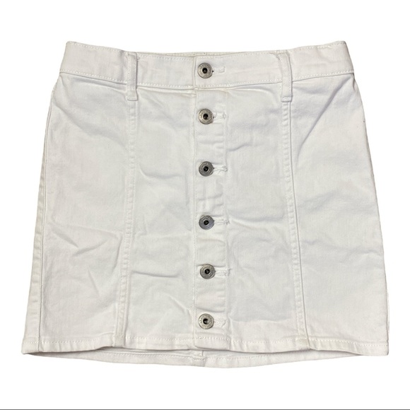 Abercrombie Kids Denim Button Front Skirt in White Girl’s Size 12 [K27] - Picture 1 of 3